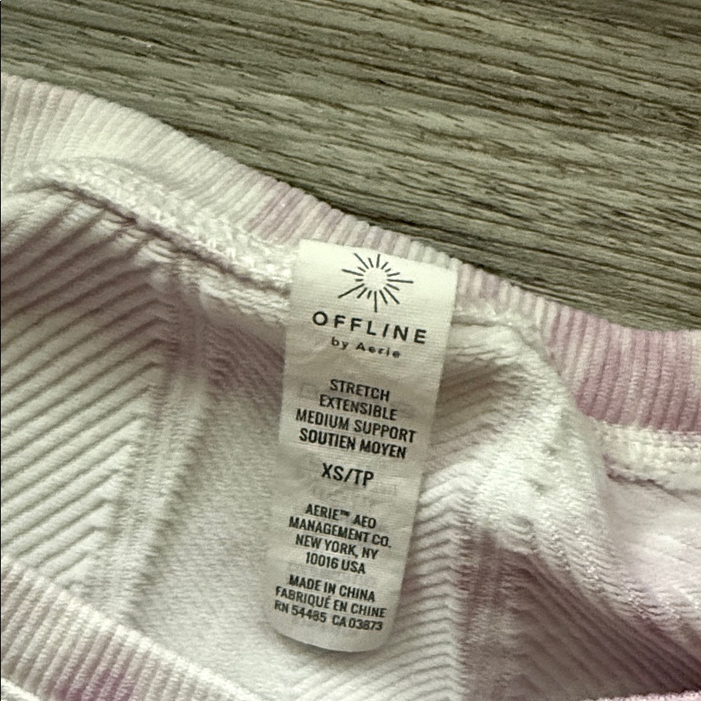 Aerie Offline Seamless Soft Pink and White Tie Dye Tank/Bra Top - Picture 3 of 7